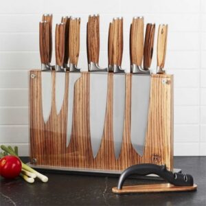 Zebra Wood Knife Block Set FAT-7801